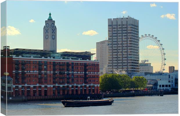 Oxo Tower and London Eye Canvas Print by Chris Day