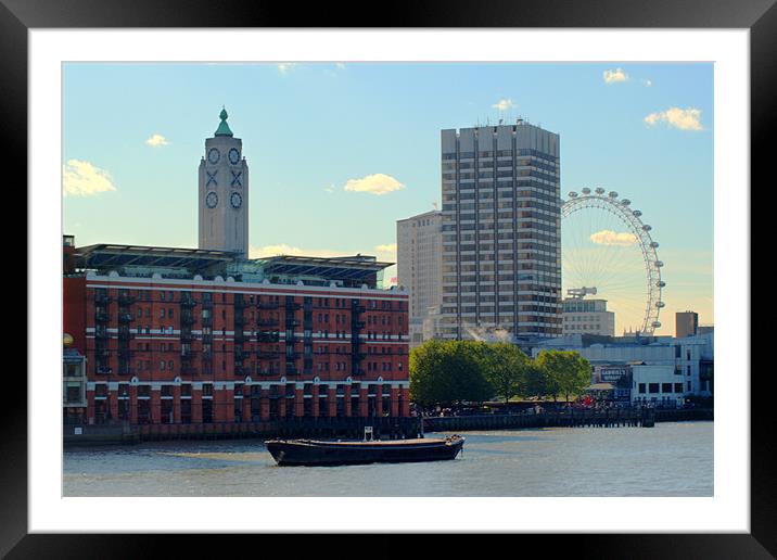 Oxo Tower and London Eye Framed Mounted Print by Chris Day