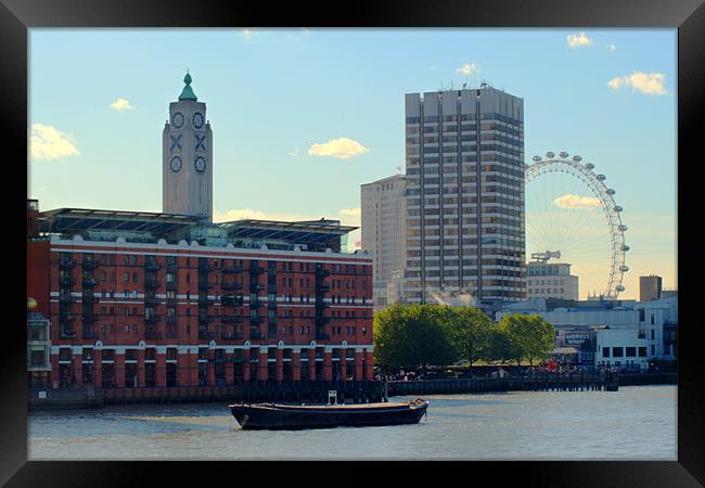Oxo Tower and London Eye Framed Print by Chris Day