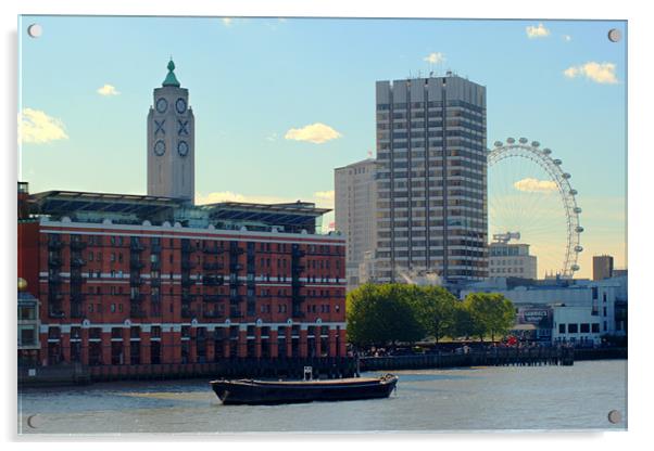 Oxo Tower and London Eye Acrylic by Chris Day