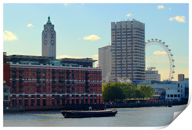 Oxo Tower and London Eye Print by Chris Day
