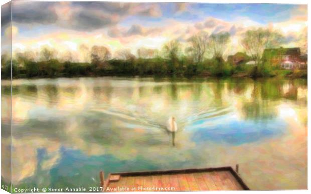 Swan Lake Canvas Print by Simon Annable