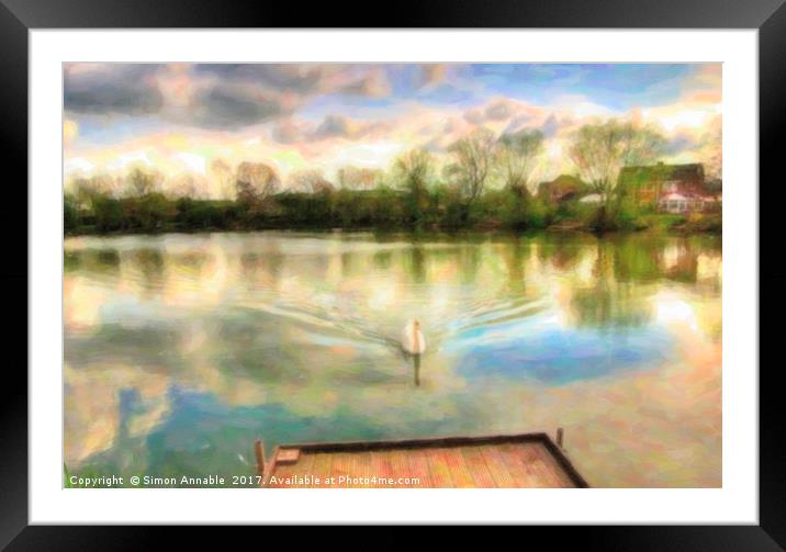 Swan Lake Framed Mounted Print by Simon Annable