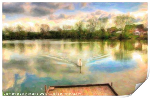 Swan Lake Print by Simon Annable