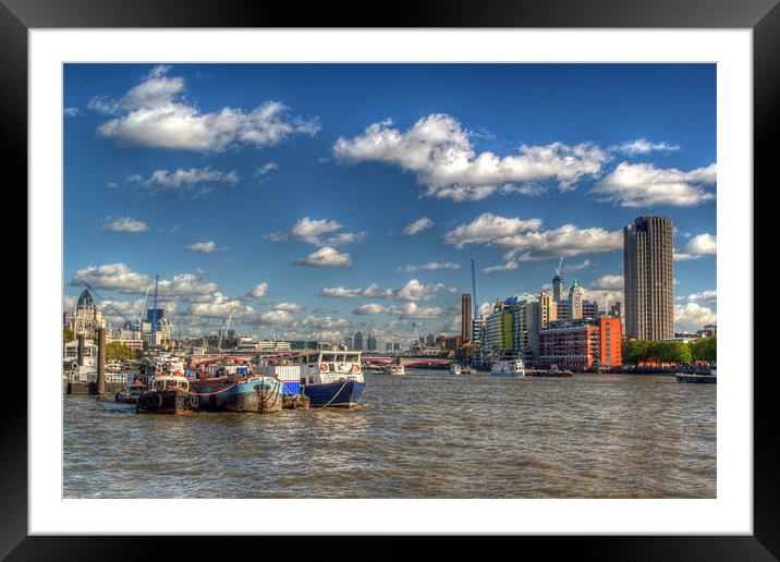 Down river from Embankment Framed Mounted Print by Chris Day