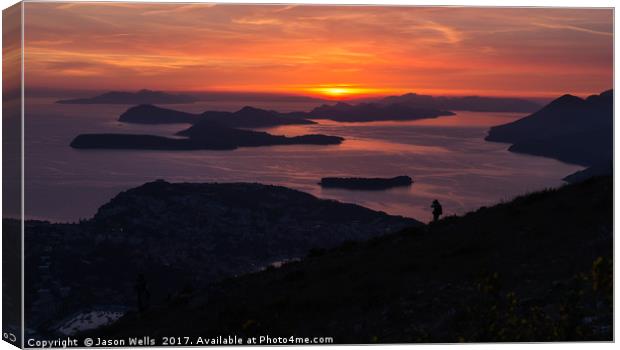 Sunset over the Elaphiti islands Canvas Print by Jason Wells