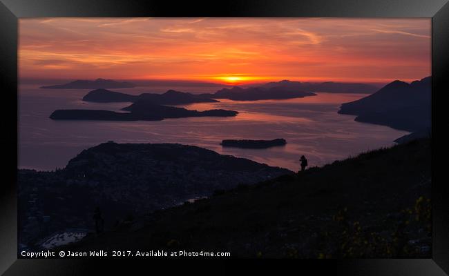 Sunset over the Elaphiti islands Framed Print by Jason Wells