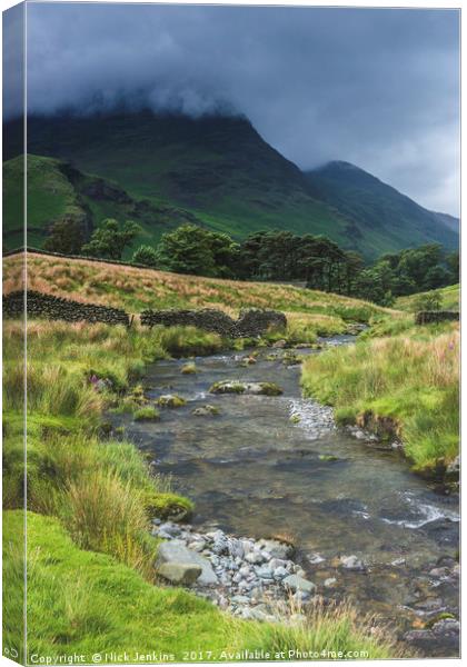Gatescarthdale Beck and Fells Lake District  Canvas Print by Nick Jenkins