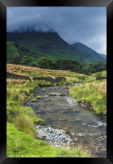 Gatescarthdale Beck and Fells Lake District  Framed Print by Nick Jenkins