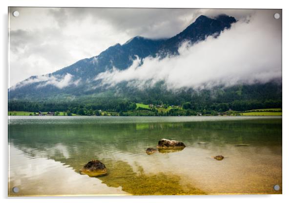 Lake in Alps. Austrian Alps. Acrylic by Sergey Fedoskin