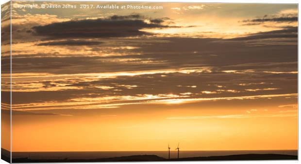 Isle of Anglesey Windmill Sunset over Irish Sea Canvas Print by Jason Jones