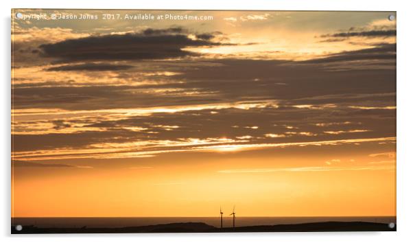 Isle of Anglesey Windmill Sunset over Irish Sea Acrylic by Jason Jones