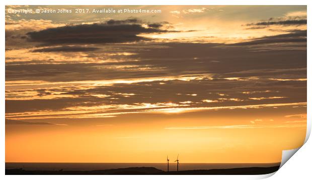 Isle of Anglesey Windmill Sunset over Irish Sea Print by Jason Jones