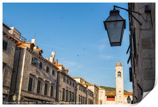 Flock of Starlings over the Stradun Print by Jason Wells