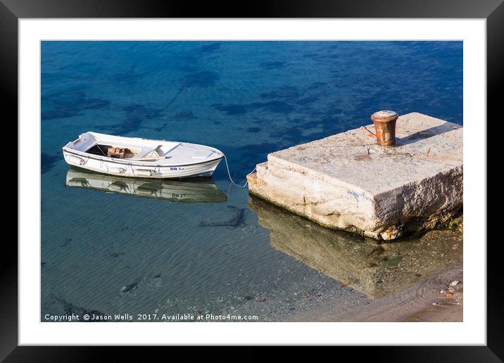 Reflection of a small boat Framed Mounted Print by Jason Wells