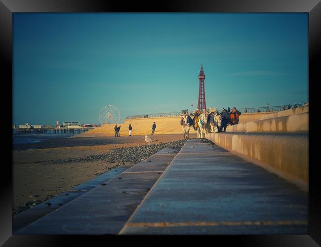 Blackpool Beach. Framed Print by Victor Burnside