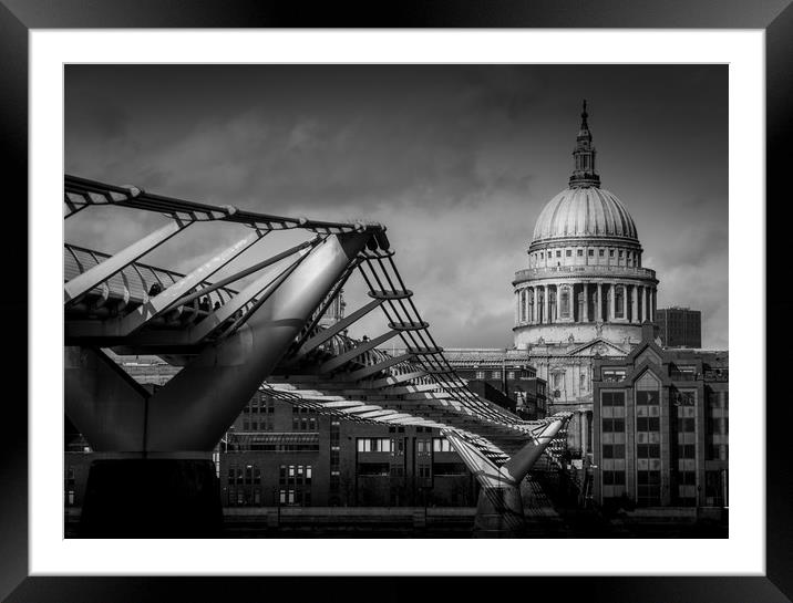 St Paul's Cathedral and Millennium Bridge Framed Mounted Print by Gareth Burge Photography