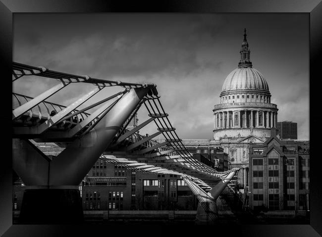 St Paul's Cathedral and Millennium Bridge Framed Print by Gareth Burge Photography