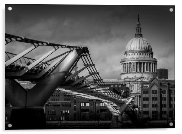 St Paul's Cathedral and Millennium Bridge Acrylic by Gareth Burge Photography