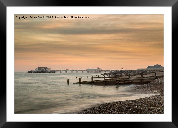 Worthing Pier Evening Framed Mounted Print by Len Brook