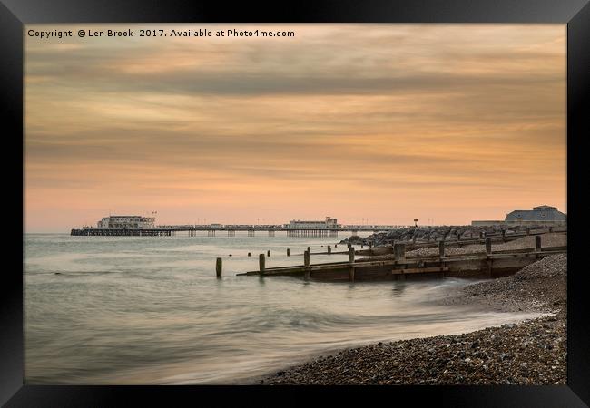 Worthing Pier Evening Framed Print by Len Brook