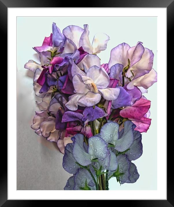 Bunch Of Sweet Peas Framed Mounted Print by Henry Horton