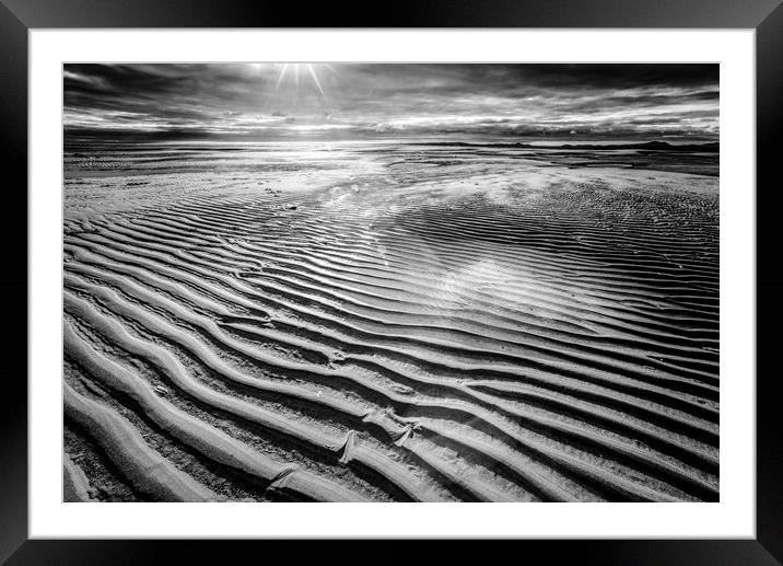 Sand patterns in Mono Framed Mounted Print by Janette Hill