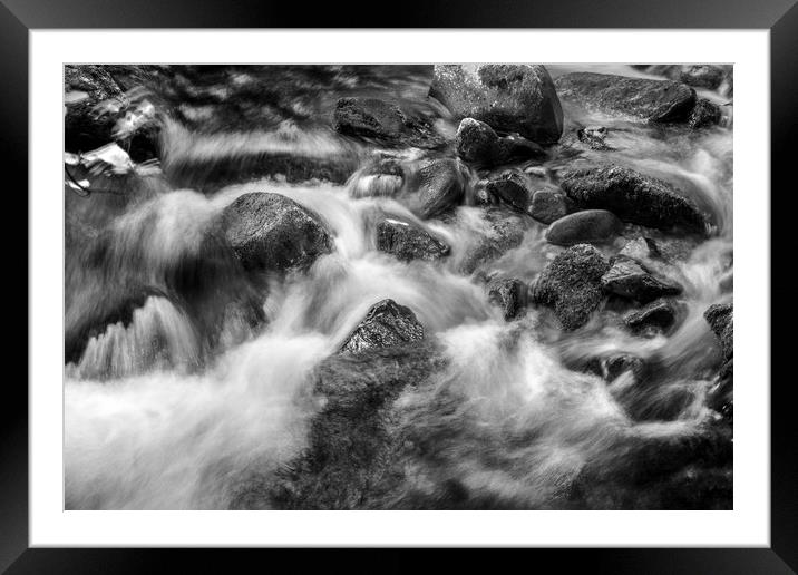 Soft Water in Mono Framed Mounted Print by Janette Hill