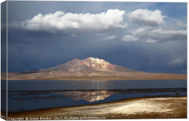 Stormy Skies Over Lake Chungara in Northern Chile Canvas Print by James Brunker