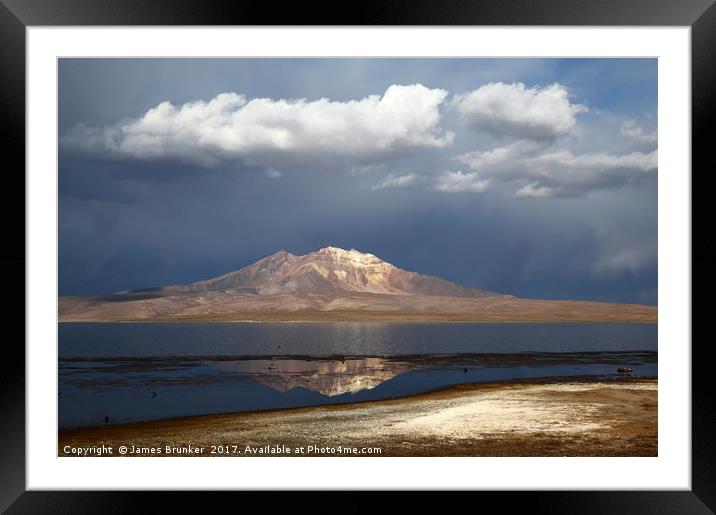 Stormy Skies Over Lake Chungara in Northern Chile Framed Mounted Print by James Brunker
