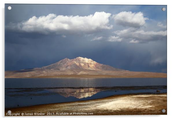 Stormy Skies Over Lake Chungara in Northern Chile Acrylic by James Brunker