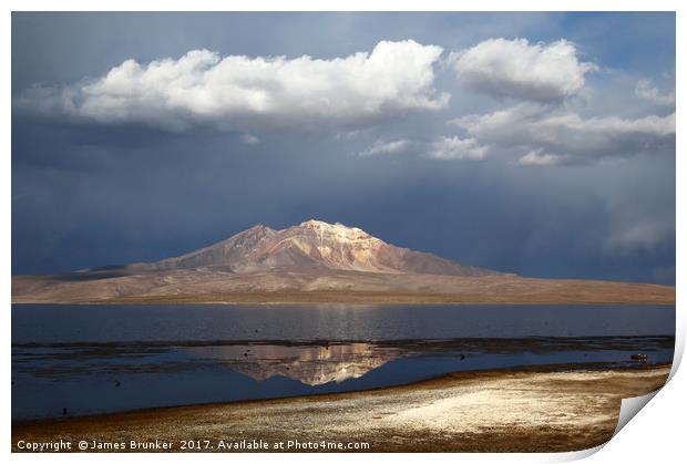 Stormy Skies Over Lake Chungara in Northern Chile Print by James Brunker