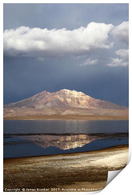 Stormy Skies Over Lake Chungara Chile Vertical Print by James Brunker