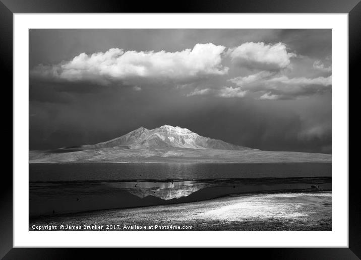 Lauca National Pak in Black and White Chile Framed Mounted Print by James Brunker