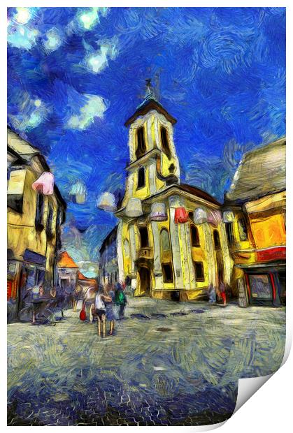 Szentendre Town Budapest Van Gogh Print by David Pyatt