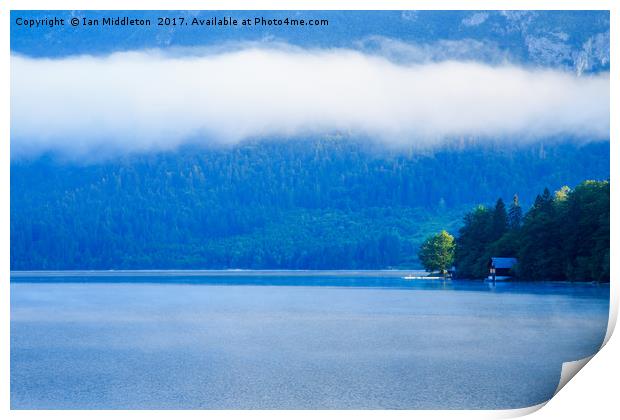 Morning at Lake Bohinj in Slovenia Print by Ian Middleton