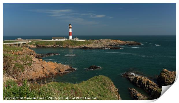 Buchan Ness Lighthouse and the North Sea Print by Maria Gaellman
