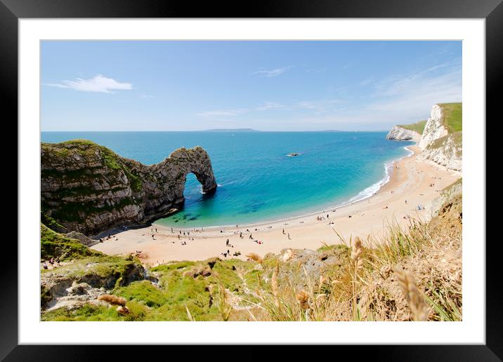 Summer at Durdle door Framed Mounted Print by Simon J Beer