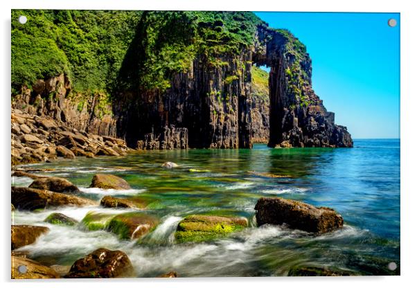 Church Doors Cove, Pembrokeshire, Wales, UK Acrylic by Mark Llewellyn