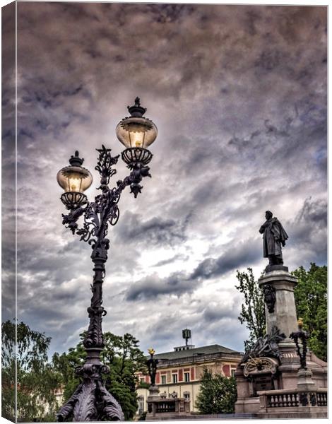Old Town Street Light, Warsaw, Poland Canvas Print by Mark Llewellyn