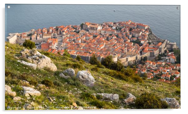 Dubrovnik old town from the hillside Acrylic by Jason Wells