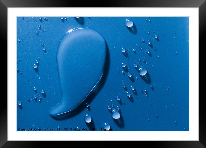 Large and small water droplets viewed from above Framed Mounted Print by Simon Bratt LRPS