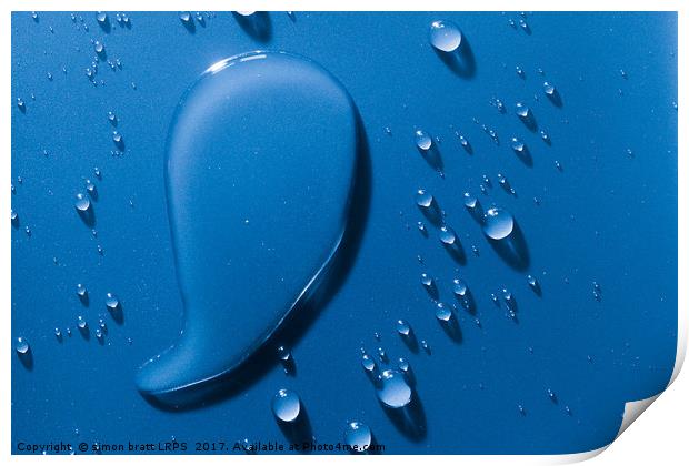Large and small water droplets viewed from above Print by Simon Bratt LRPS