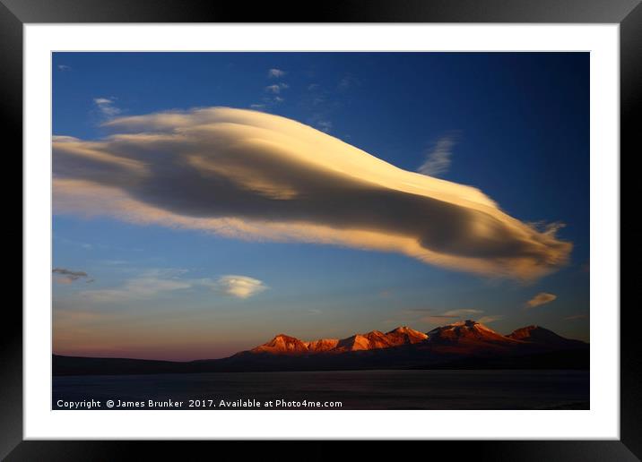 Lenticular Cloud Above the Andes at Sunset Chile Framed Mounted Print by James Brunker