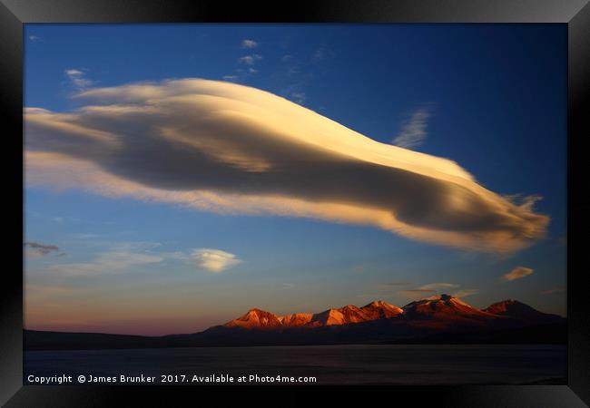 Lenticular Cloud Above the Andes at Sunset Chile Framed Print by James Brunker