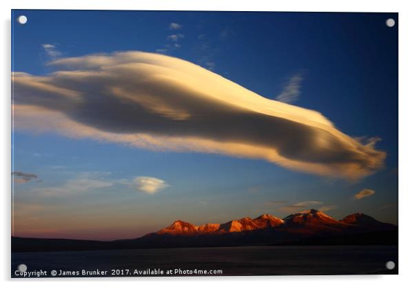 Lenticular Cloud Above the Andes at Sunset Chile Acrylic by James Brunker