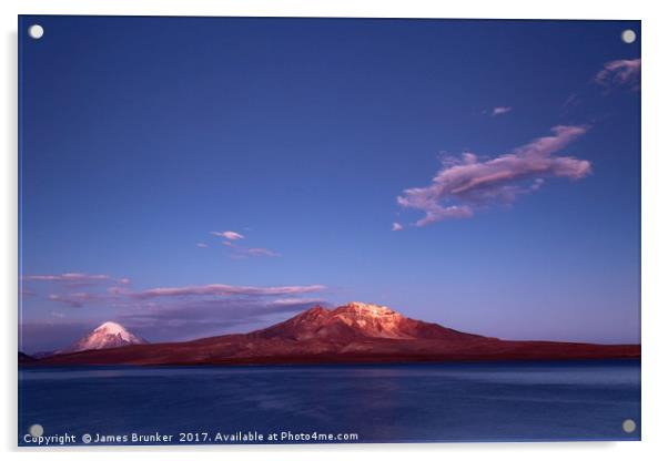 Twilight Over Lake Chungara and Volcanos Chile Acrylic by James Brunker