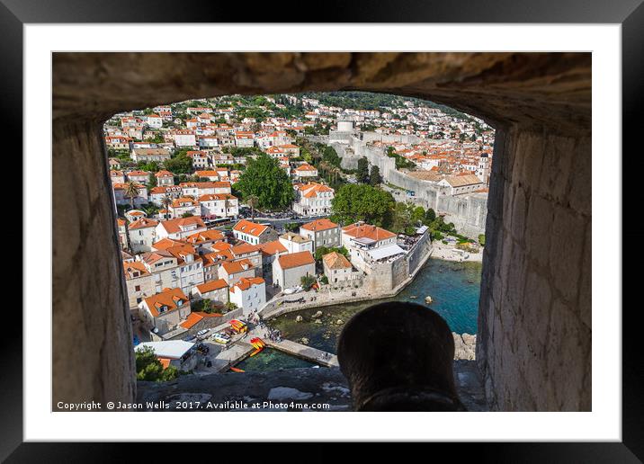 Cannon faces inland at Dubrovnik Framed Mounted Print by Jason Wells