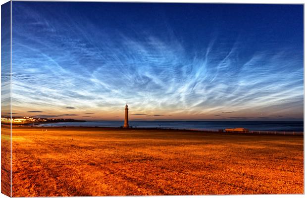 Noctilucent Clouds at White Lighthouse at Seaburn Canvas Print by Ian Aiken