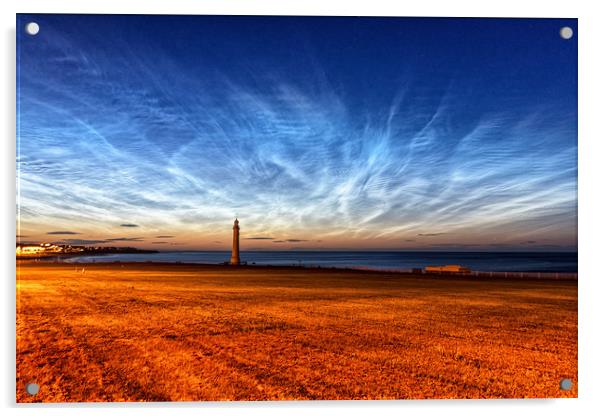 Noctilucent Clouds at White Lighthouse at Seaburn Acrylic by Ian Aiken